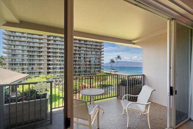 balcony with a water view