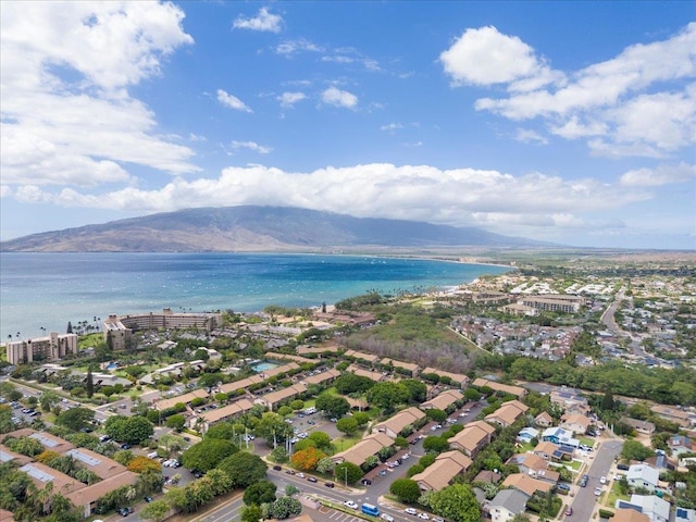 aerial view with a water and mountain view