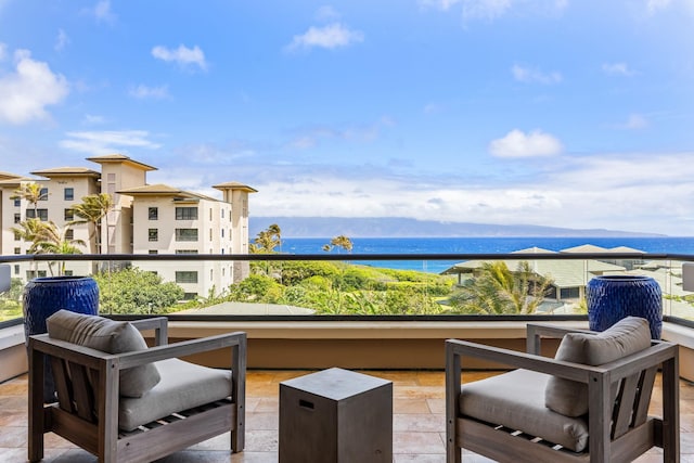 balcony with a water view