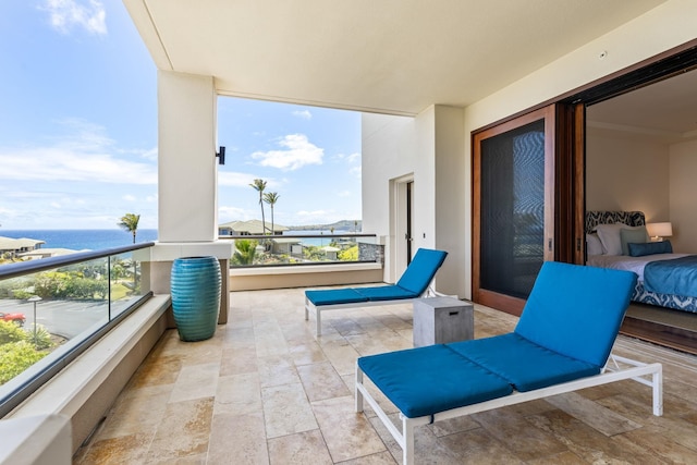 balcony with a water view