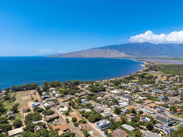 aerial view with a water and mountain view