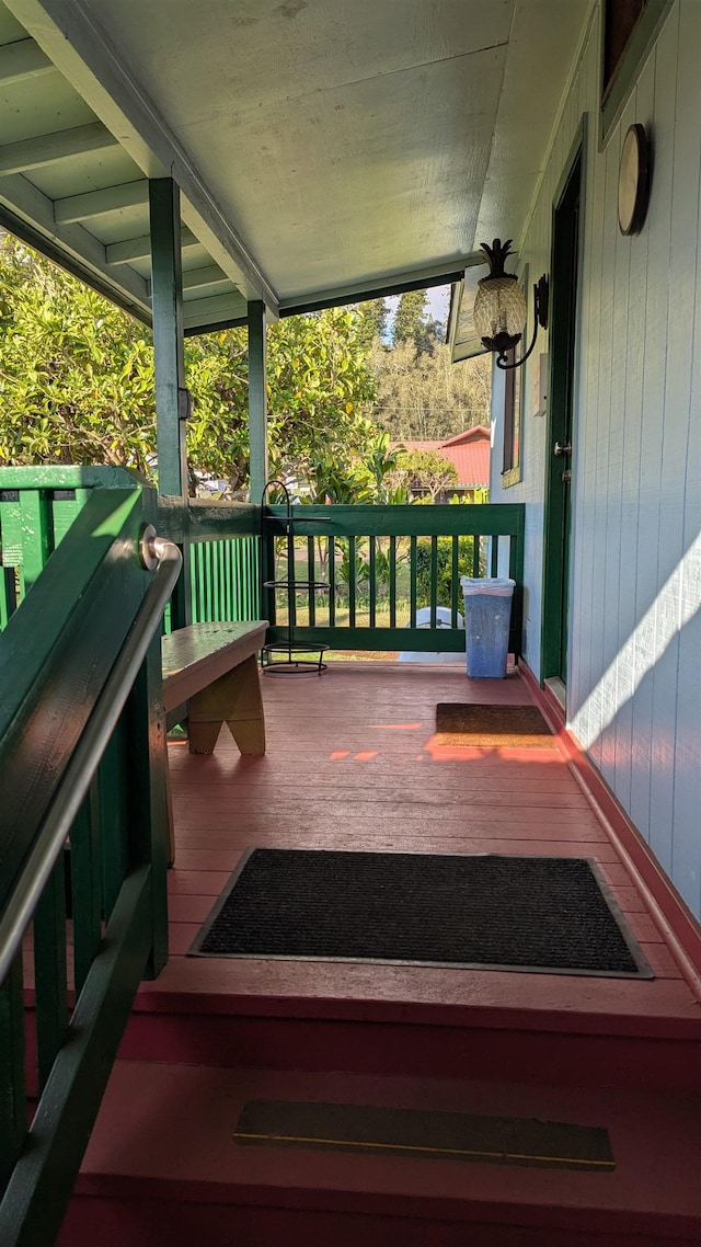 deck featuring covered porch