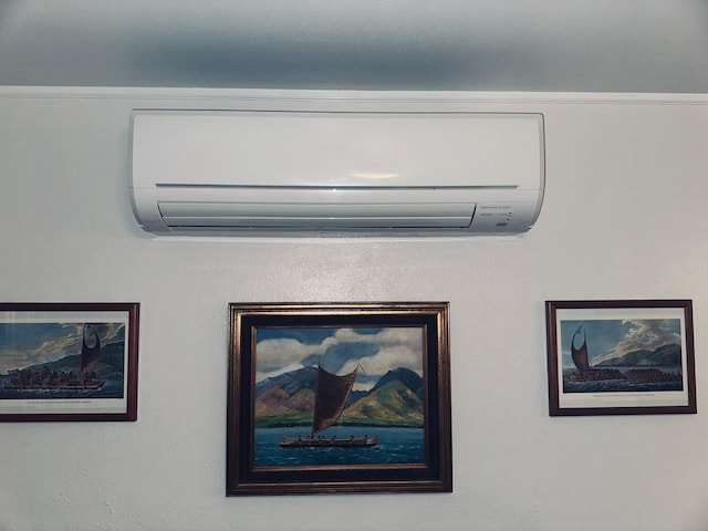 interior details featuring a wall mounted air conditioner