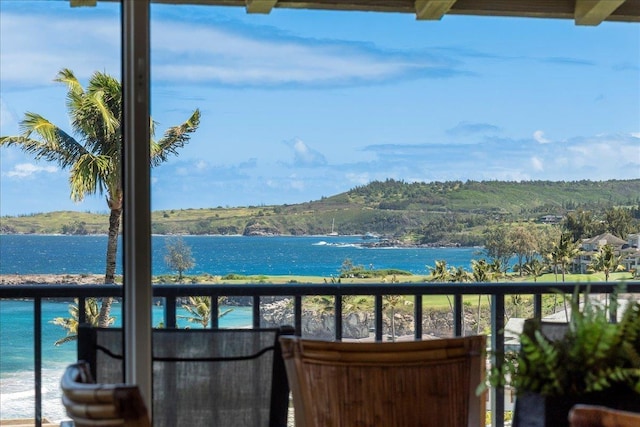 balcony with a water view