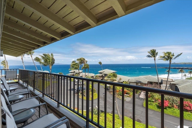 balcony with a water view