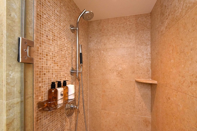 interior space with tiled shower