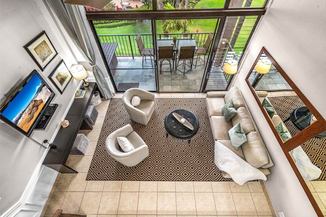 view of tiled living room