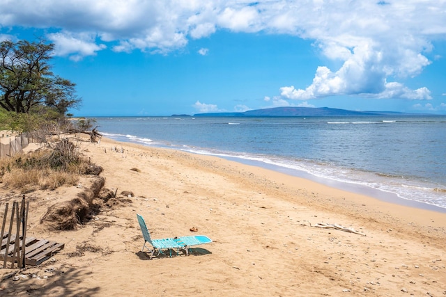 property view of water featuring a view of the beach