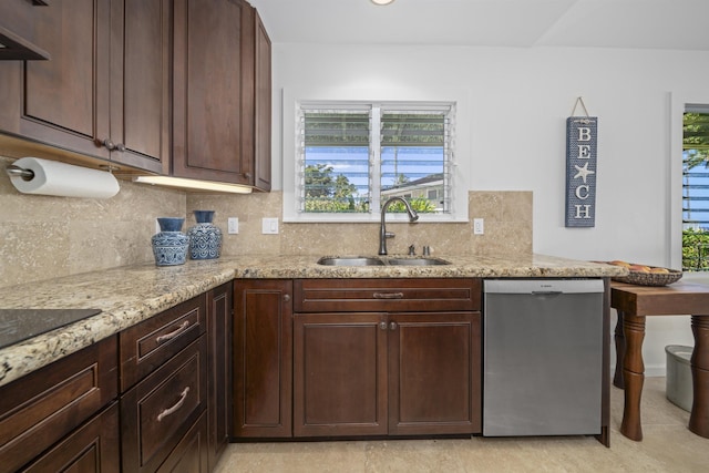 20 Hui Rd I 41, Lahaina, HI 96761 - kitchen featuring stainless steel dishwasher, light stone countertops, tasteful backsplash, and ventilation hood