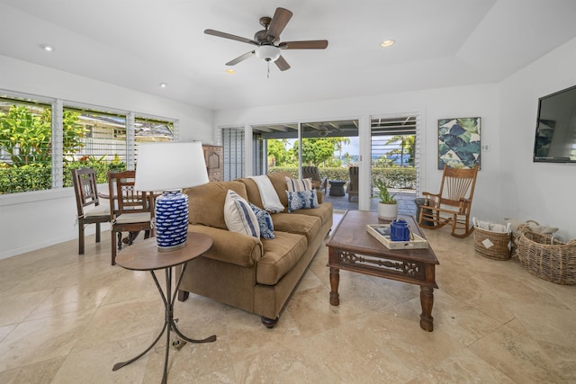 20 Hui Rd I 41, Lahaina, HI 96761 - living room featuring a ceiling fan and recessed lighting