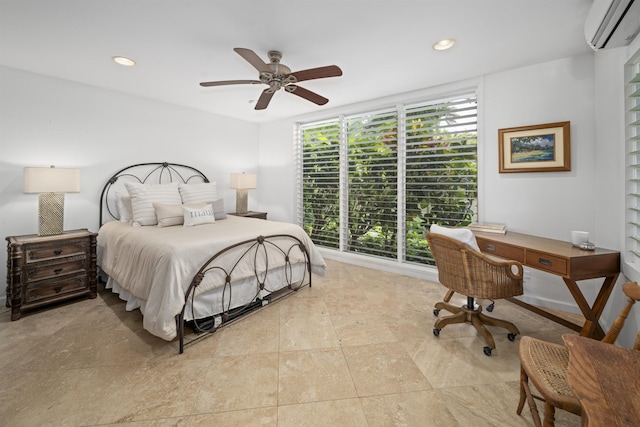 20 Hui Rd I 41, Lahaina, HI 96761 - bedroom featuring a wall unit AC, recessed lighting, and a ceiling fan