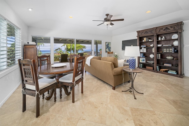 20 Hui Rd I 41, Lahaina, HI 96761 - dining area featuring a ceiling fan and recessed lighting