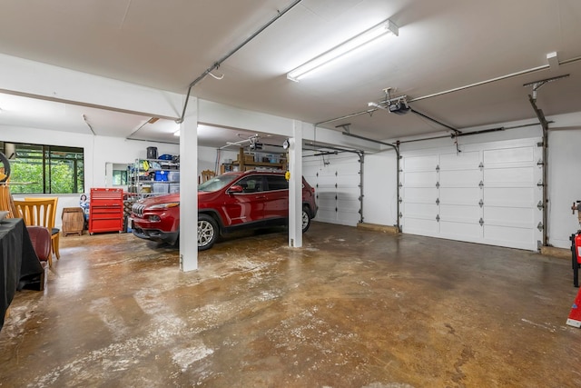 garage with a garage door opener