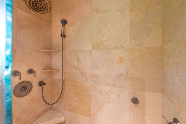 interior details featuring tiled shower