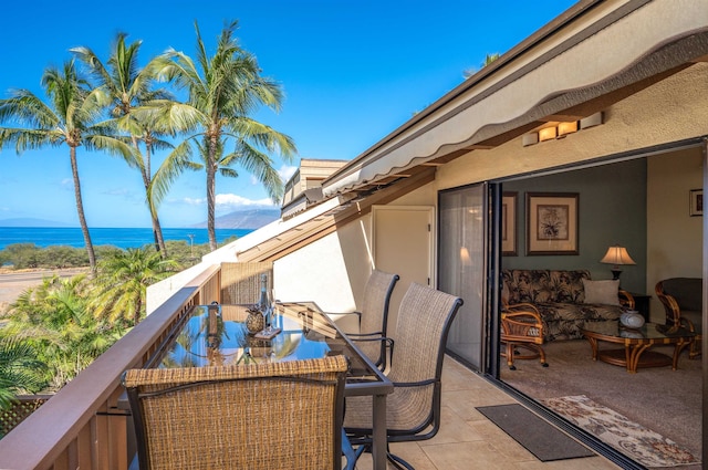 balcony with a water view