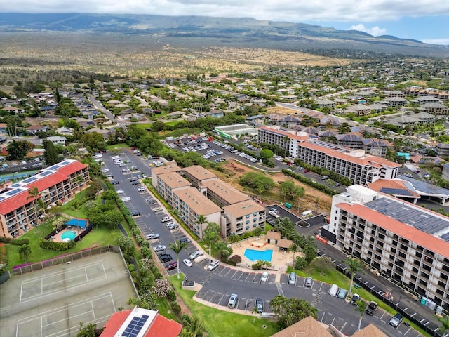 aerial view with a mountain view