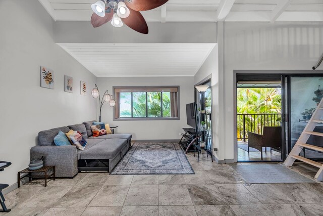 3788 Lower Honoapiilani Rd Unit A211, Lahaina, HI 96761 - living room featuring a ceiling fan and baseboards