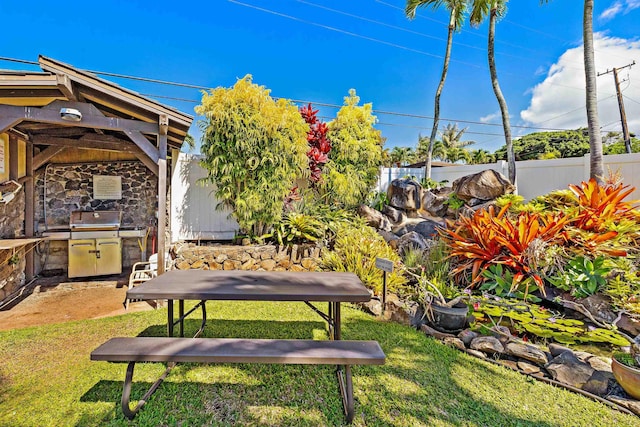 view of yard featuring fence