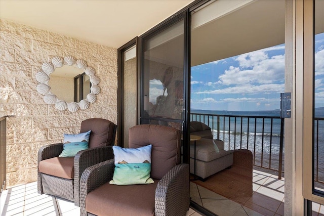 balcony with a water view