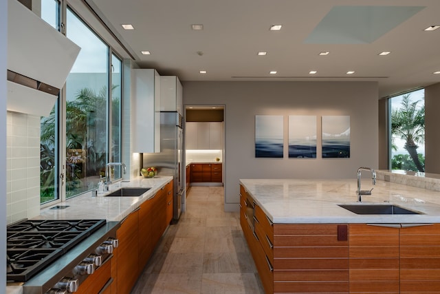 kitchen featuring a healthy amount of sunlight, sink, and stainless steel appliances