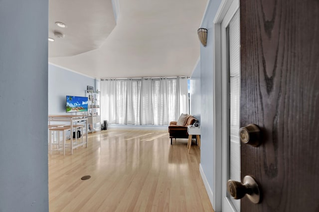 living room with hardwood / wood-style flooring