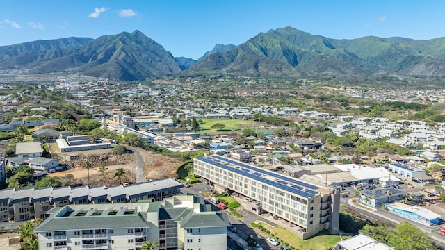 birds eye view of property featuring a mountain view