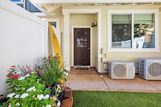 property entrance with ac unit