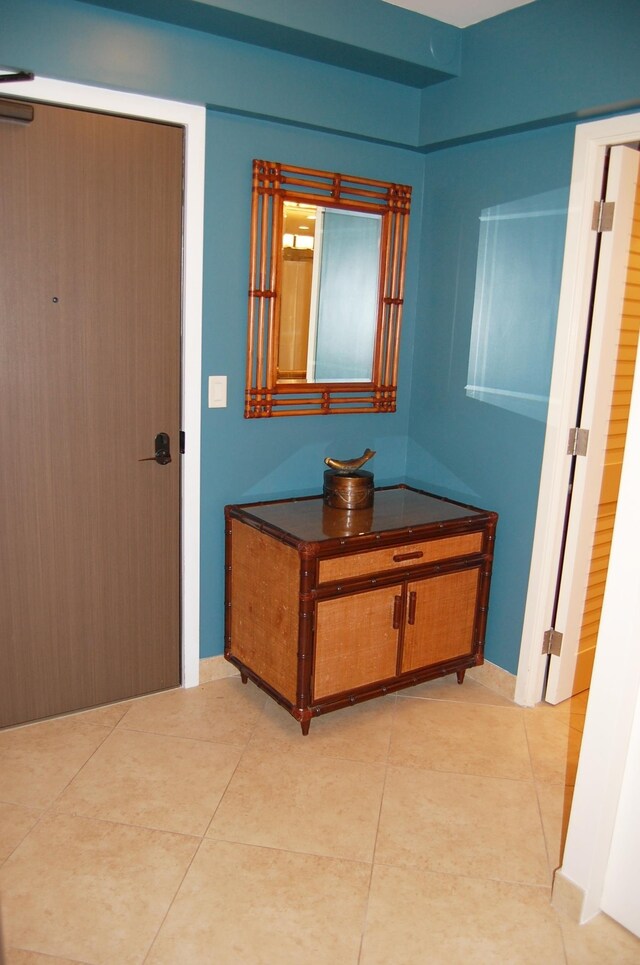 bathroom with tile patterned flooring