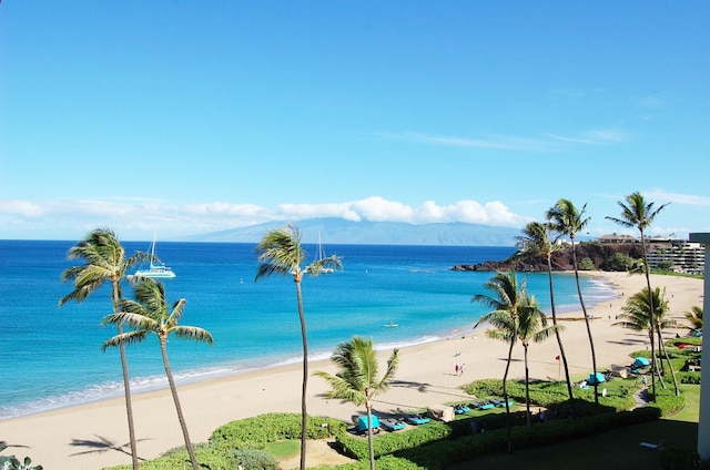 property view of water featuring a view of the beach