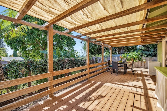 5131 Hanawai St Unit F, Lahaina, HI 96761 - wooden terrace with outdoor dining space and a fenced backyard