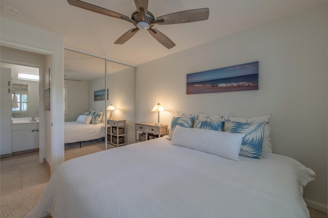 43 Polohina Ln Unit 13-8, Lahaina, HI 96761 - bedroom featuring a closet, light tile patterned flooring, and a ceiling fan