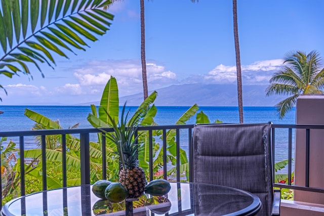 balcony with a water view