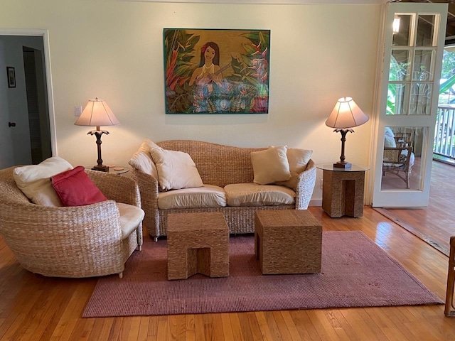 living room with wood-type flooring