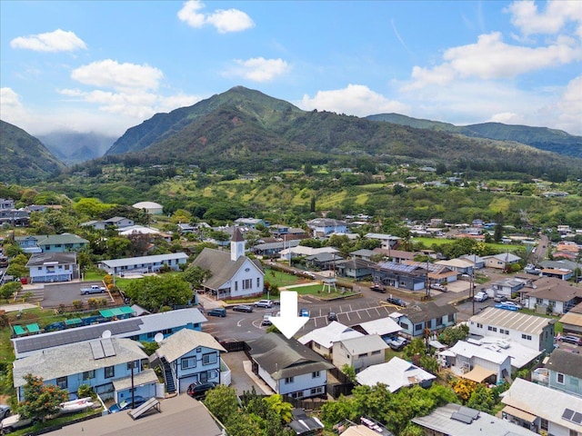 drone / aerial view with a mountain view