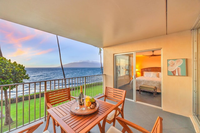 balcony with a water view