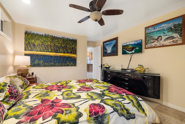 bedroom featuring ceiling fan