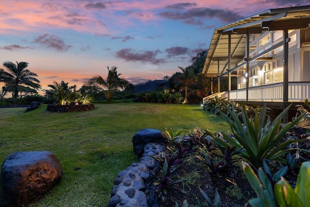 140 Waikoloa Rd, Hana, HI 96713 - yard at dusk with a lawn