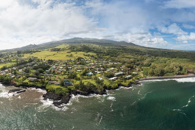 bird's eye view with a mountain view