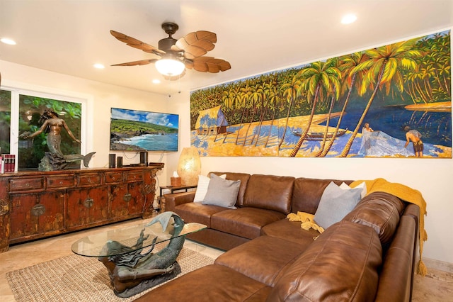 140 Waikoloa Rd, Hana, HI 96713 - living area featuring recessed lighting and ceiling fan