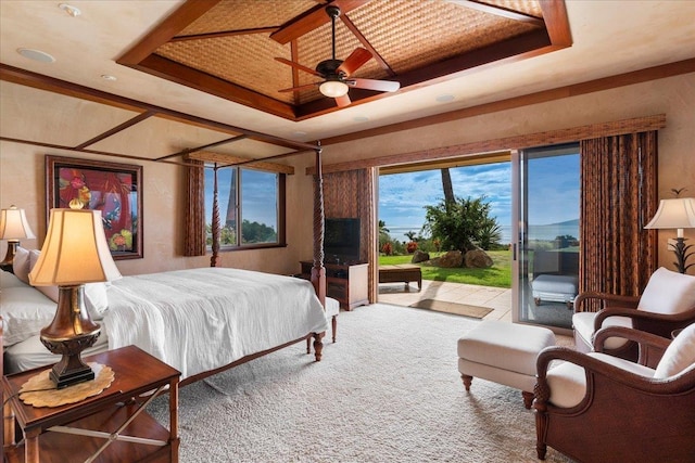 85 Lau Awa Pl, Lahaina, HI 96761 - carpeted bedroom featuring a tray ceiling and access to outside