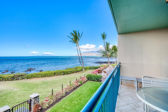 balcony with a water view