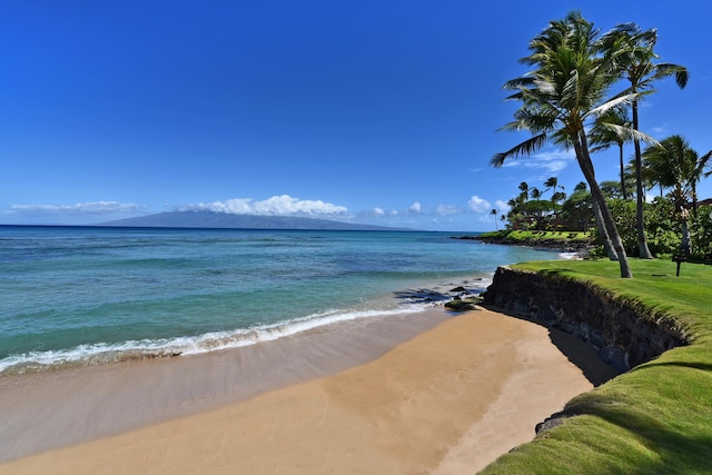 property view of water with a beach view