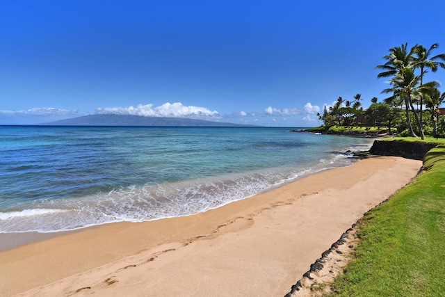 view of water feature featuring a beach view