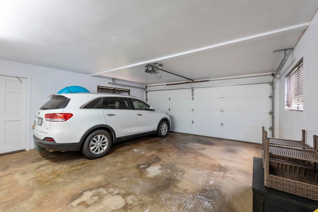 garage with a garage door opener