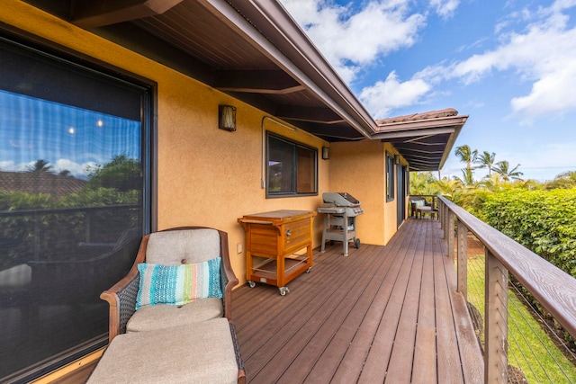 deck featuring area for grilling