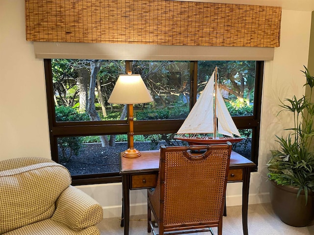 view of carpeted dining room