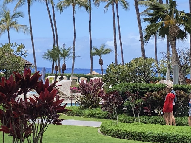 view of community featuring a water view