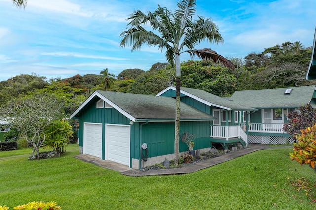 exterior space featuring a front yard and covered porch