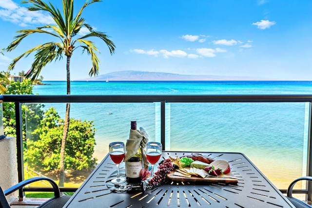 balcony with a water view