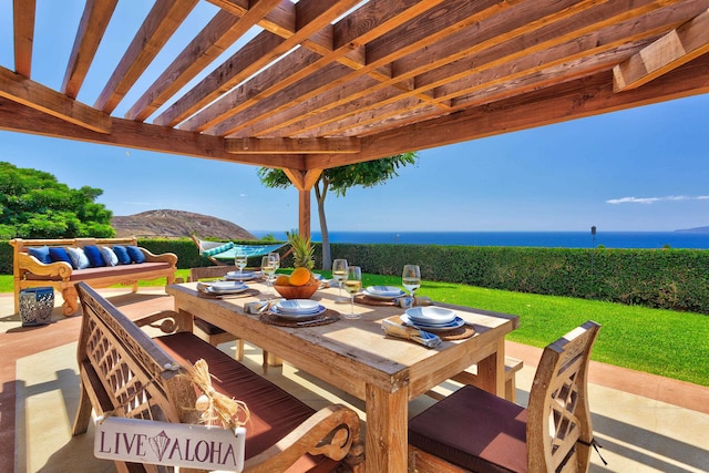 view of patio / terrace with an outdoor hangout area and a pergola